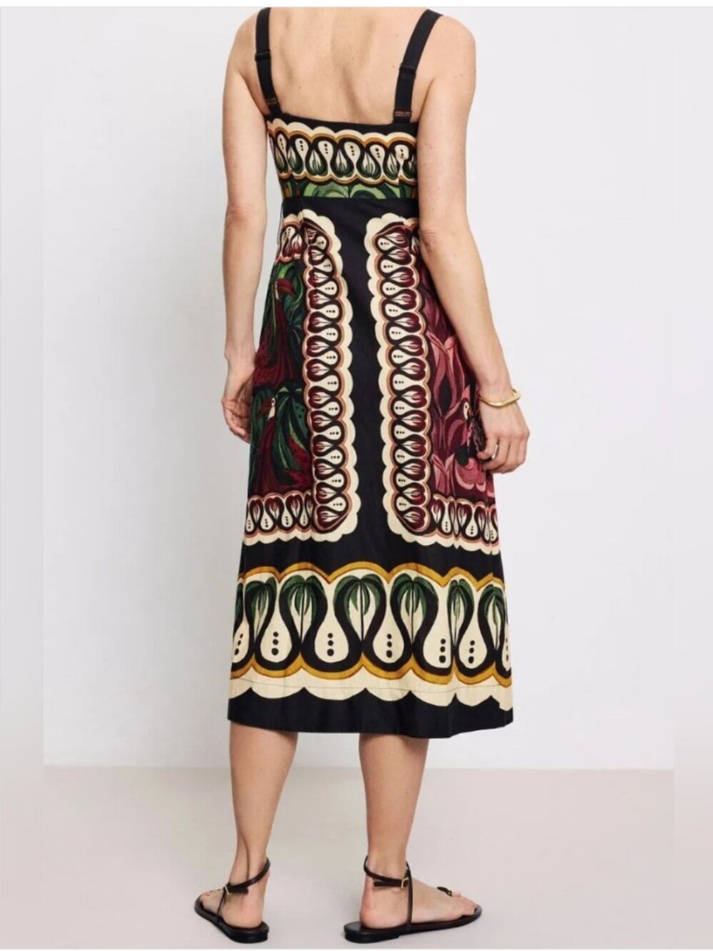 Farm Rio Tropical Print Midi Wrap Dress Linen Blend size XL - Picture 3 of 9